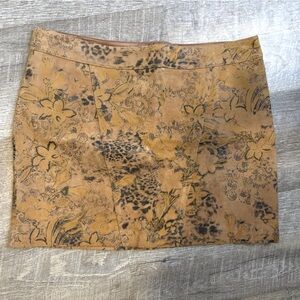 100% Leather Mini Skirt /Floral Hand Painted Leather Y2K